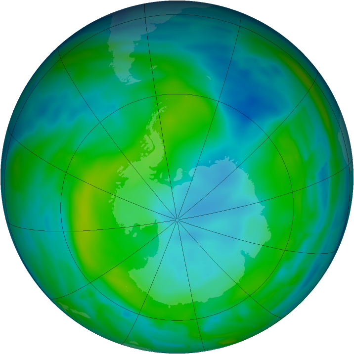 Antarctic ozone map for 26 May 2010